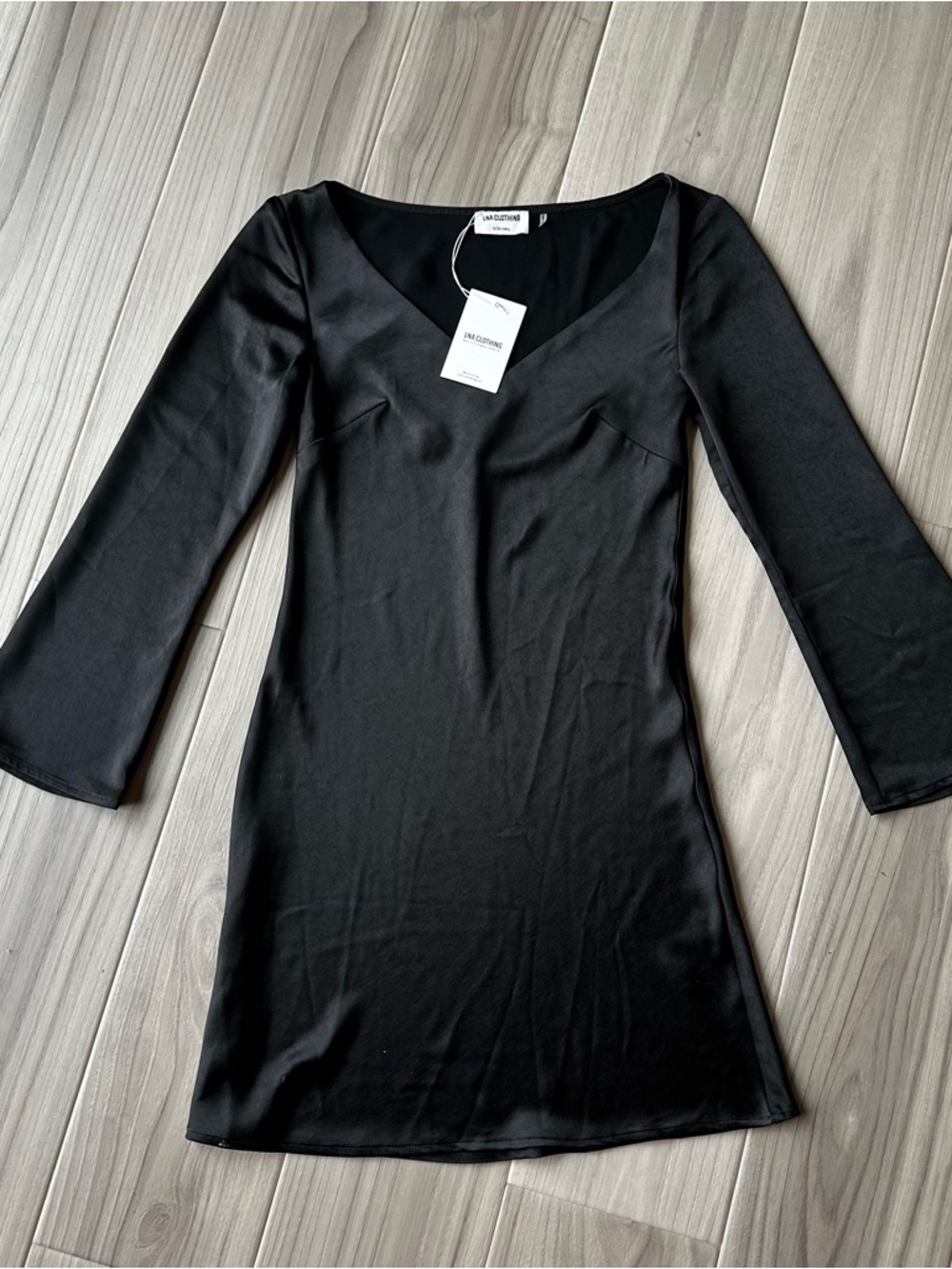 LNA Lily Silky Dress in Black - Picture 3 of 5